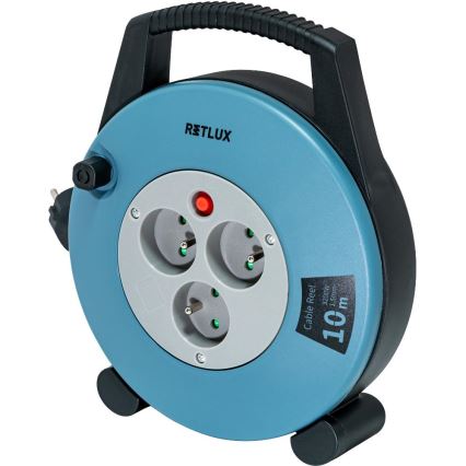 Retlux - Predlžovací kábel na bubne 3Z Typ E 10 m modrá/čierna