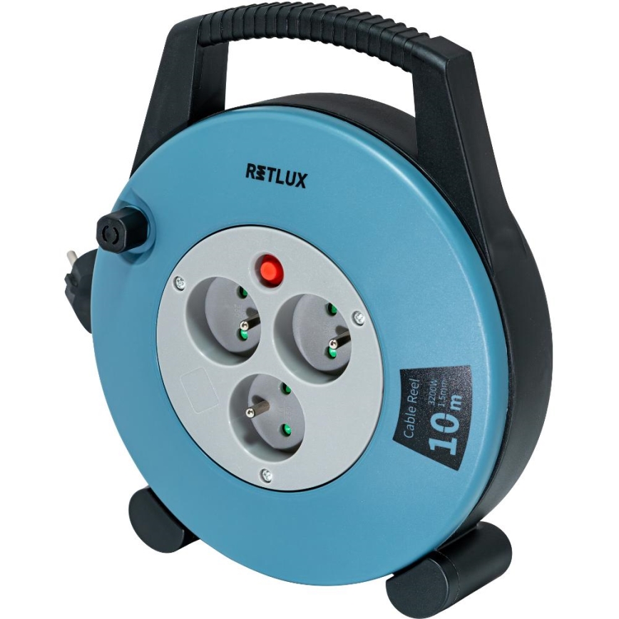 Retlux - Predlžovací kábel na bubne 3Z Typ E 10 m modrá/čierna
