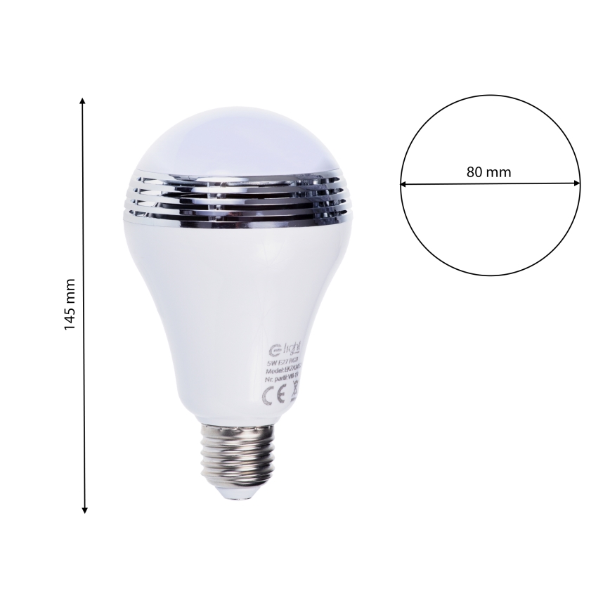 RGB LED žiarovka s bluetooth reproduktorom E27/8W/230V 2700K