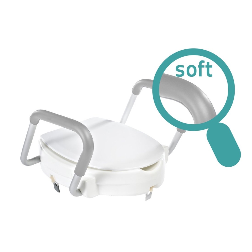 Ridder - Zvýšené WC sedadlo s madlami, biele