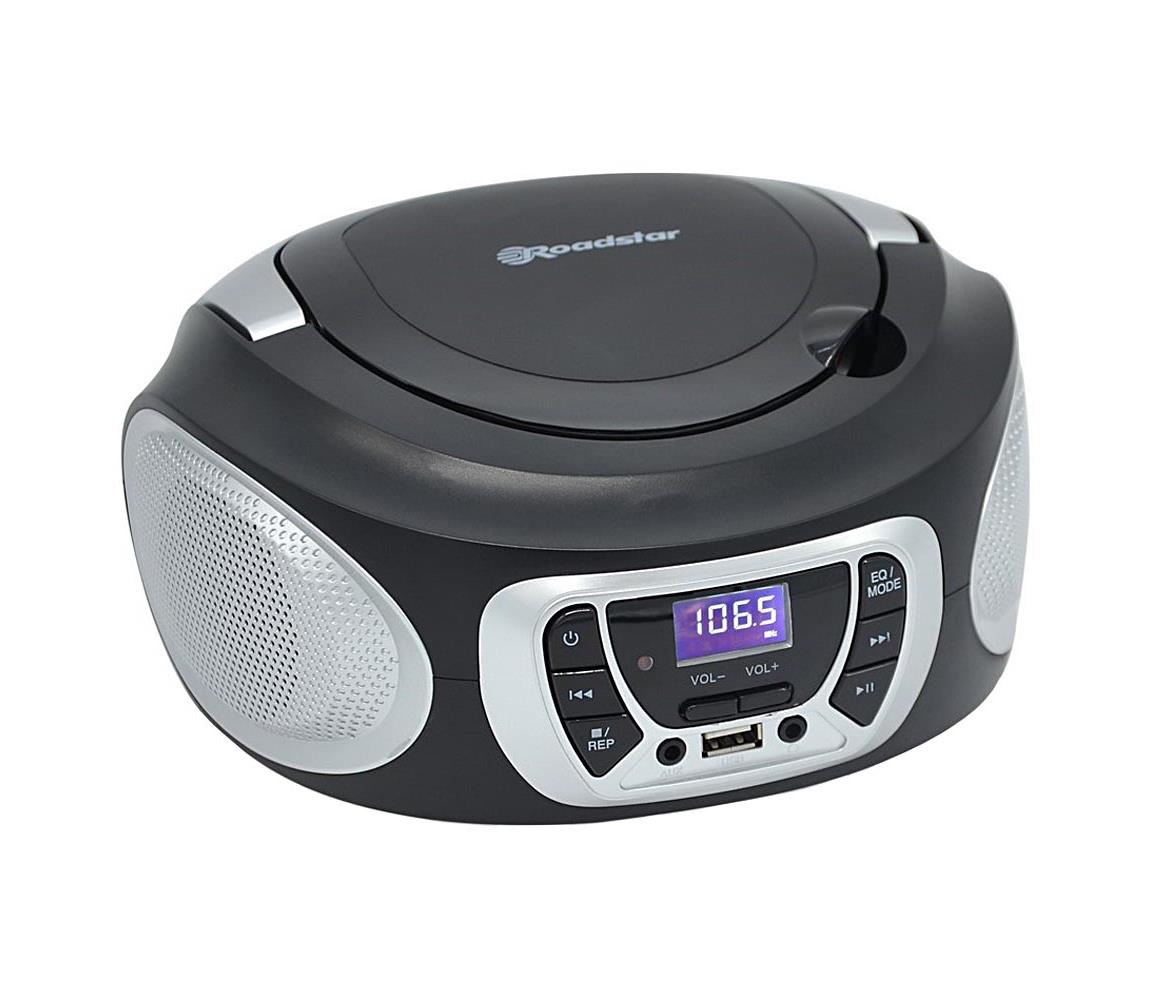 Roadstar CDR-365U/SL - Rádio s FM/PLL a USB 32W/230V/4xLR14 čierna/strieborná CDR-365U/SL
