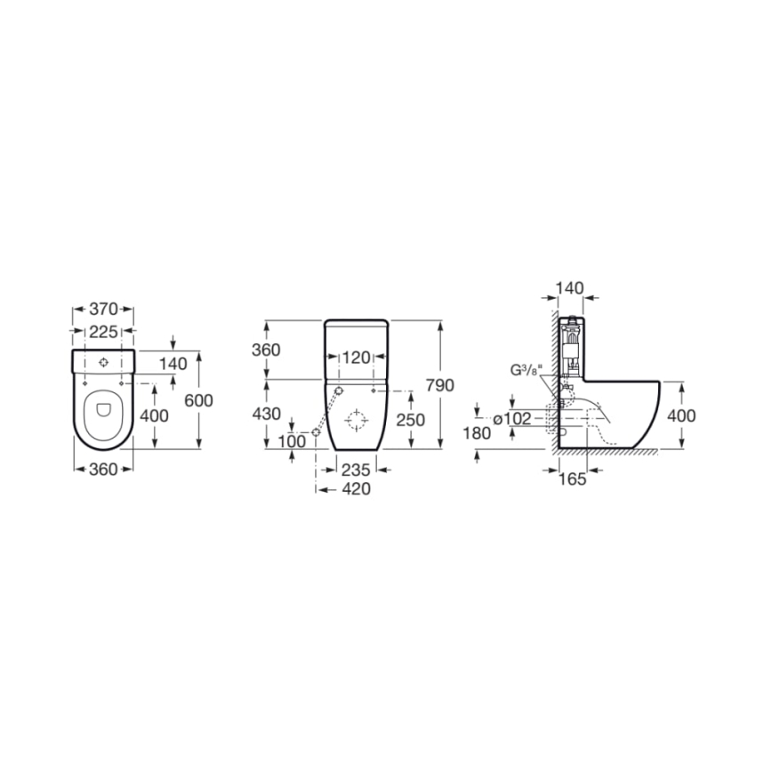 Roca A341242000 - Splachovacia nádržka MERIDIAN so spodným prívodom keramika/biela
