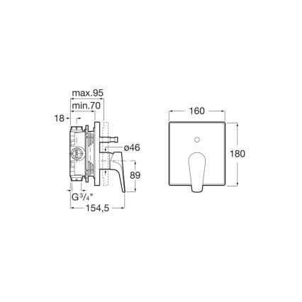 Roca A5A0B90C00 - Sprchová podomietková batéria ATLAS, lesklý chróm