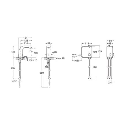 Roca A5A5609C00 - Bezdotyková umývadlová batéria L20 4×AA lesklý chróm