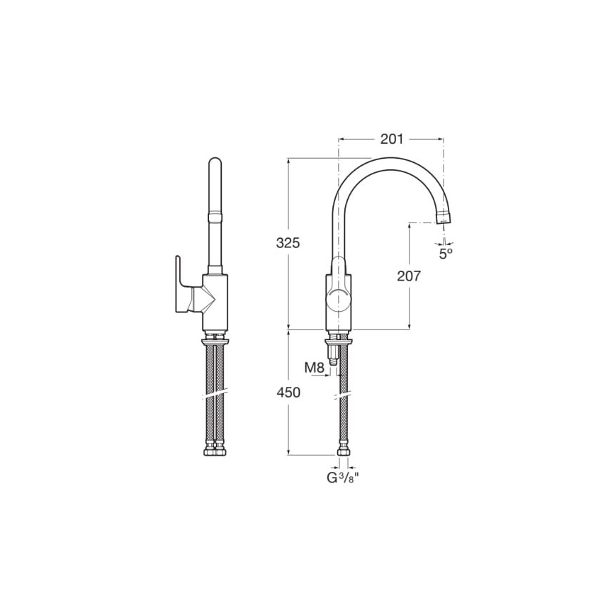 Roca A5A8409C00 - Drezová batéria L20 32,5 cm lesklý chróm