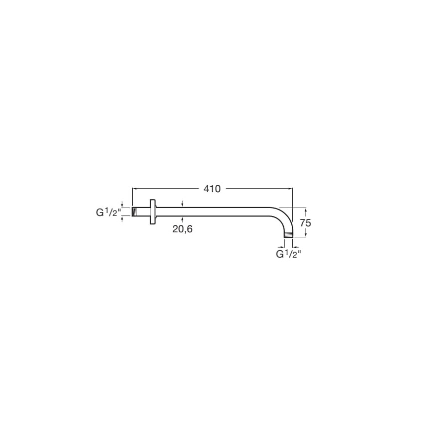 Roca A5B0250C00 - Sprchové rameno RAINDREAM 40 cm lesklý chróm