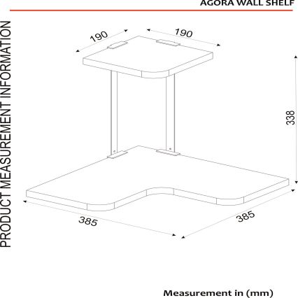 Rohová nástenná polica AGORA 33,8x38,5 cm hnedá