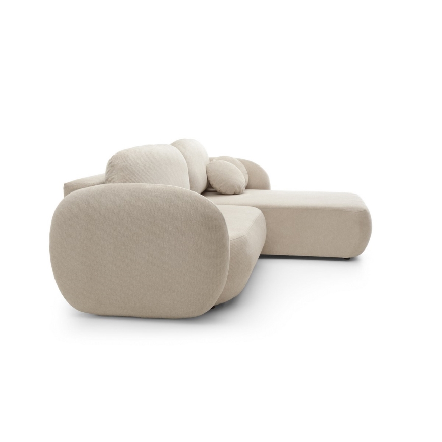 Rohová rozkladacia sedacia súprava s úložným priestorom do tvaru L OLBIA pravá béžová