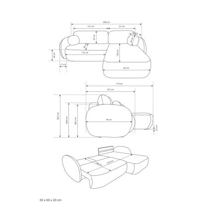 Rohová rozkladacia sedacia súprava s úložným priestorom do tvaru L OLBIA pravá béžová