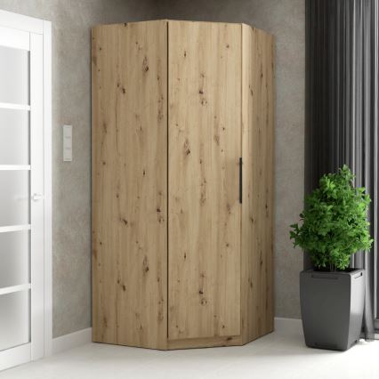 Rohová šatníková skriňa MARO 94x213 cm, dub Artisan