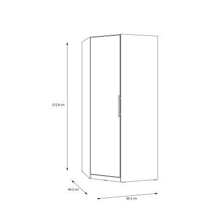Rohová šatníková skriňa MARO 94x213 cm, dub Artisan