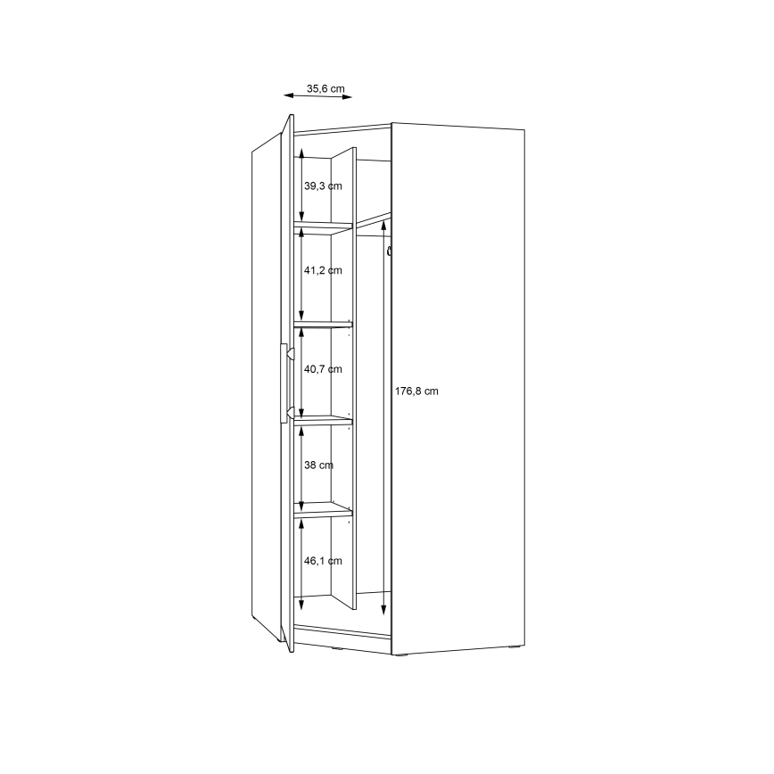 Rohová šatníková skriňa MARO 94x213 cm, dub Artisan