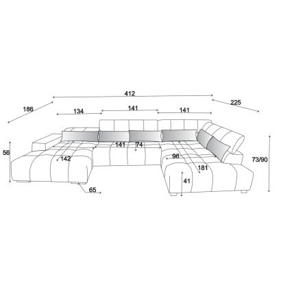 Rohová sedacia súprava s opierkami hlavy do U TROPEA pravá hnedá