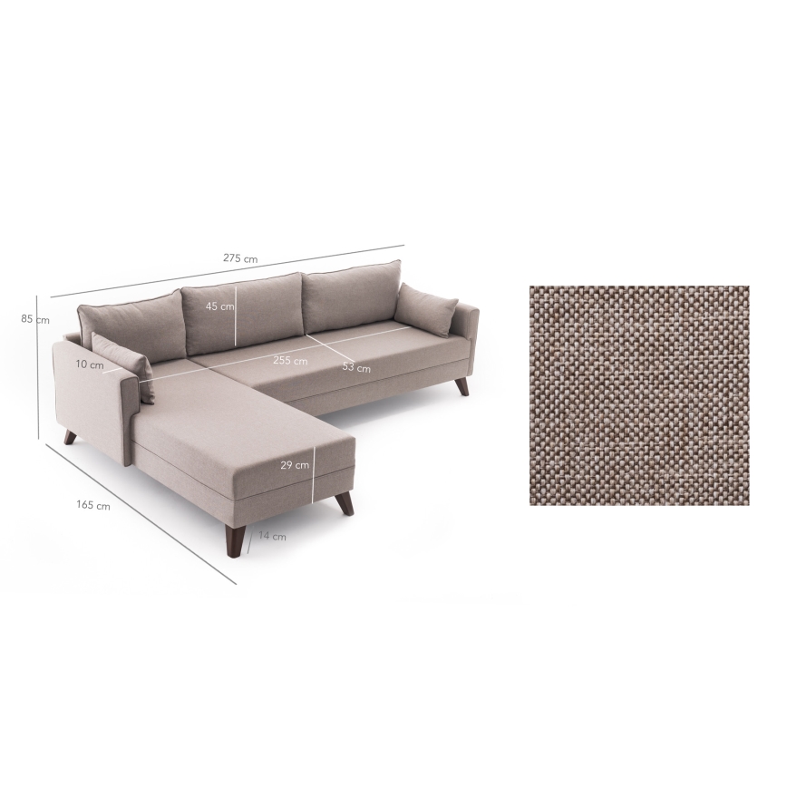 Rohová sedacia súprava KORFU do tvaru L, krémová, ľavé prevedenie