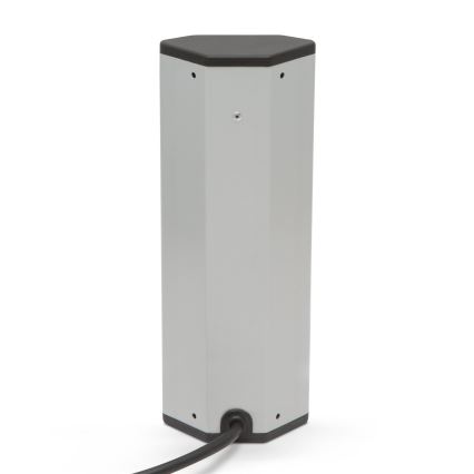Rohový zásuvkový stĺpik 4x230V + 2xUSB-A čierna/strieborná