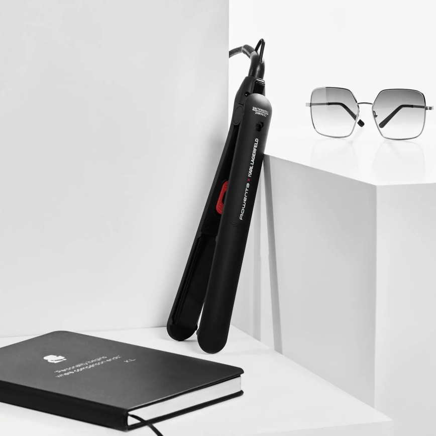 Rowenta - Žehlička na vlasy KARL LAGERFELD EASYLISS čierna