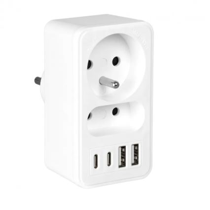 Rozbočovacia zásuvka 2× zásuvky + 2× USB-C + 2× USB-A