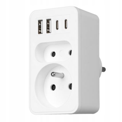 Rozbočovacia zásuvka 2× zásuvky + 2× USB-C + 2× USB-A