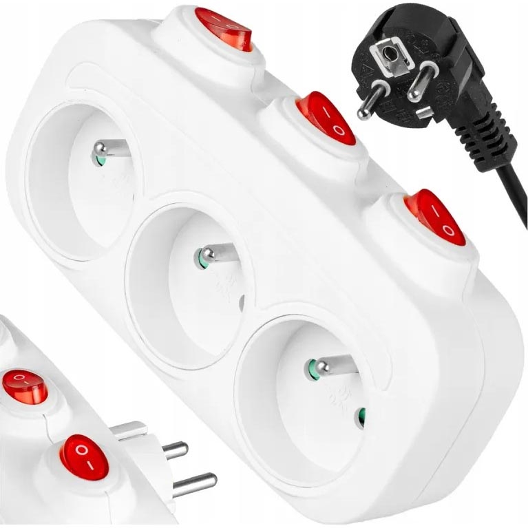 Rozbočovacia zásuvka s vypínačmi 3Z