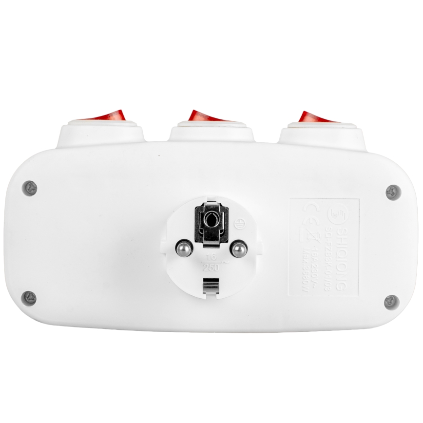 Rozbočovacia zásuvka s vypínačmi 3Z