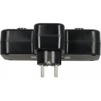 Rozbočovacia zásuvka s vypínačom a LED osvetlením LINEA PRO 2Z + 3xUSB A/C SCHUKO 4000K čierna