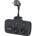 Rozbočovacia zásuvka s vypínačom LINEA 2x230V + 4xUSB A/C SCHUKO čierna