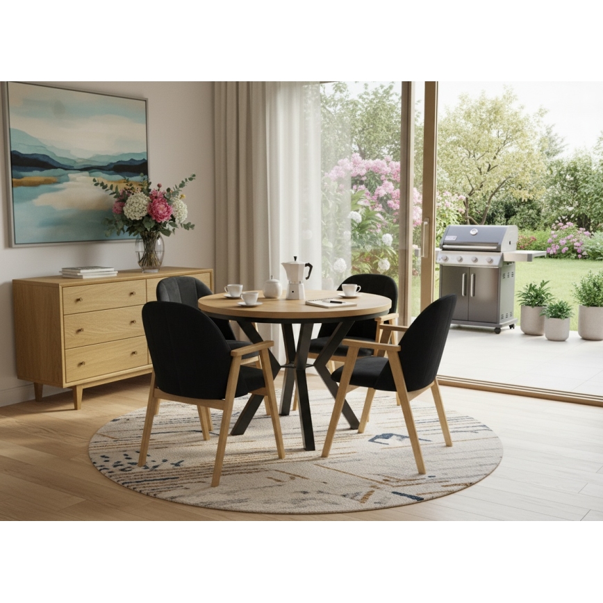 Rozkladací jedálenský stôl CONVI 100/140x73 cm dub craft/čierna