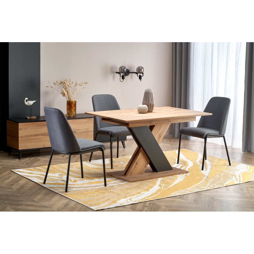 Rozkladací jedálenský stôl DROM 130/175x85 cm dub wotan/čierna