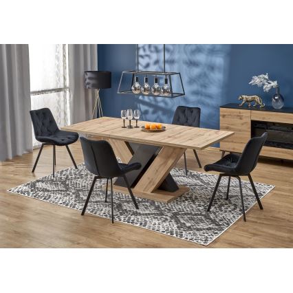 Rozkladací jedálenský stôl DROM 160/200x90 cm dub wotan/čierna