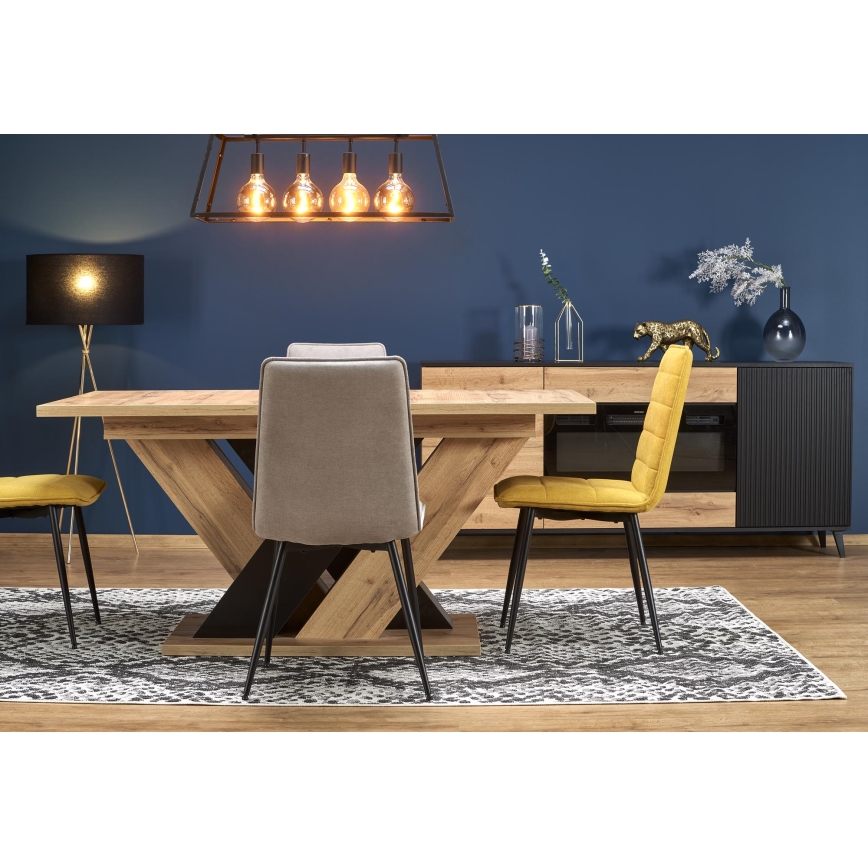 Rozkladací jedálenský stôl DROM 160/200x90 cm dub wotan/čierna