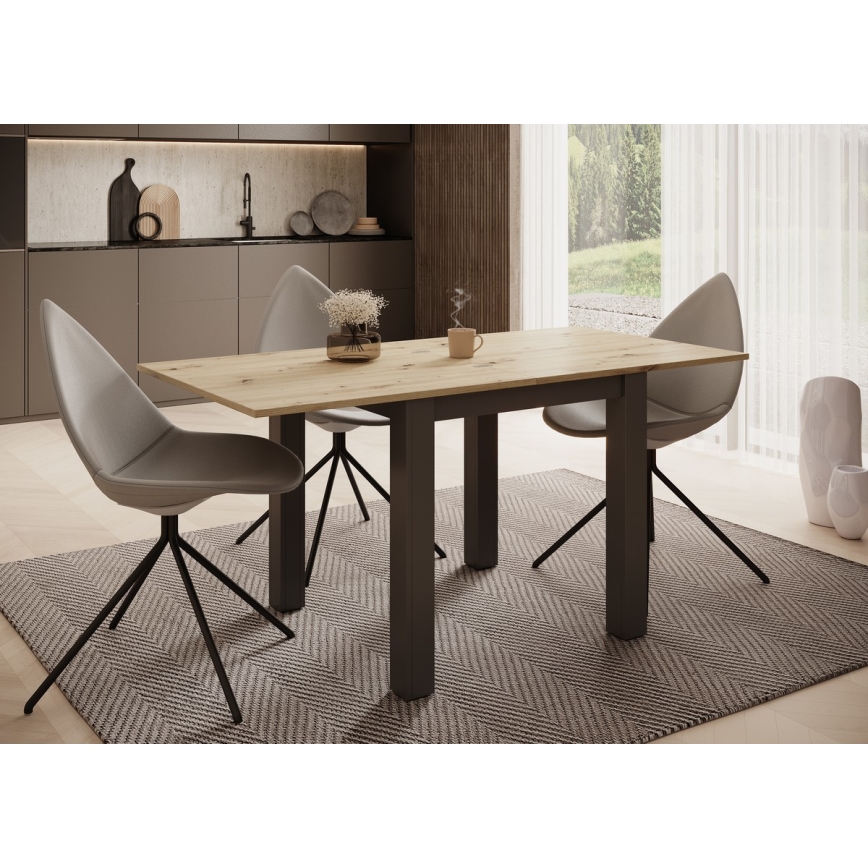 Rozkladací jedálenský stôl ZARO 80/160x80 cm dub artisan/čierna