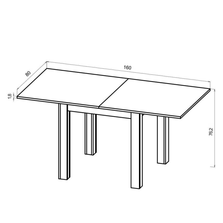 Rozkladací jedálenský stôl ZARO 80/160x80 cm dub artisan/čierna