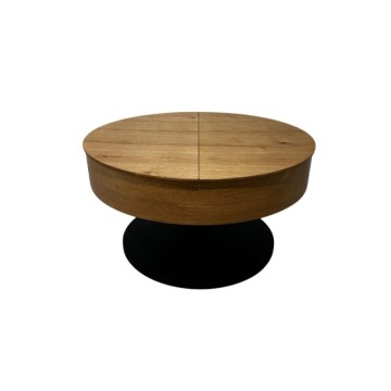Rozkladací konferenčný stôl so zdvíhacou doskou PURE, priemer 80 cm, dub/čierna