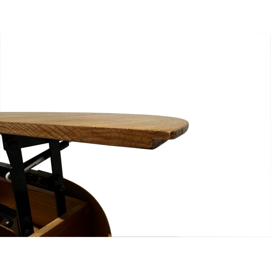 Rozkladací konferenčný stôl so zdvíhacou doskou PURE, priemer 80 cm, dub/čierna