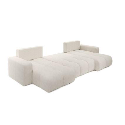 Rozkladacia čalúnená sedacia súprava ALMADA v tvare U s úložným priestorom, béžová