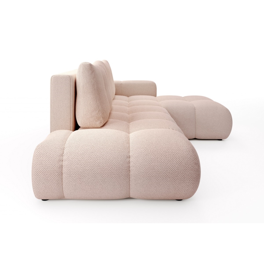 Rozkladacia rohová čalúnená sedacia súprava ALMADA v tvare L s úložným priestorom, pravá, ružová