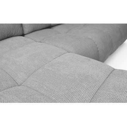 Rozkladacia ľavá rohová čalúnená sedacia súprava do tvaru L s úložným priestorom ALMADA sivá