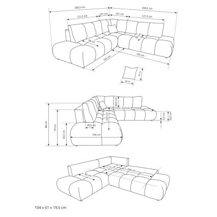 Rozkladacia rohová čalúnená sedacia súprava ALMADA, ľavé prevedenie, béžová, v tvare L s úložným priestorom