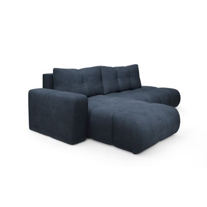 Rozkladacia rohová čalúnená sedacia súprava s úložným priestorom do tvaru L ALMADA, ľavé prevedenie, modrá