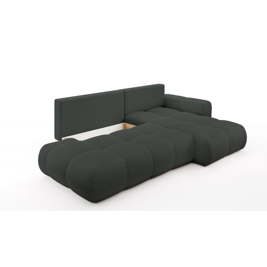 Rozkladacia rohová čalúnená sedacia súprava s úložným priestorom do L ALMADA pravá antracit