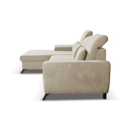 Rozkladacia rohová čalúnená sedacia súprava ALTA v tvare L s úložným priestorom, ľavé prevedenie, béžová