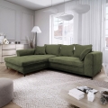 Rozkladacia rohová sedacia súprava v tvare L s úložným priestorom LAGOA, ľavé prevedenie, zelená