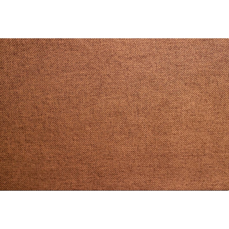 Hnedohnedá rohová rozkladacia sedačka s úložným priestorom je zobrazená na bielom pozadí. Rozmery: 255 cm a 130 cm.