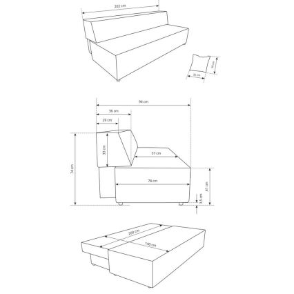 Rozkladacia trojmiestna pohovka s úložným priestorom TERAMO béžová