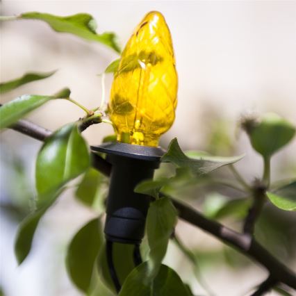 Rozšíriteľná vonkajšia LED girlanda CONE FILAMENT 20xE10 14m farebná/teplá biela IP44, Vyrobené v EÚ