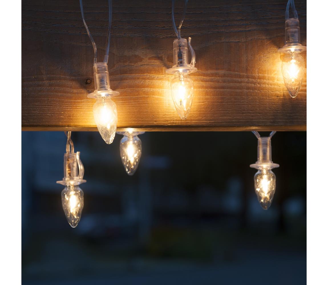 Rozšíriteľná LED vonkajšia reťaz CONE FILAMENT 20xE10 14m číra/teplá biela IP44 192022.C.prodlouzeni