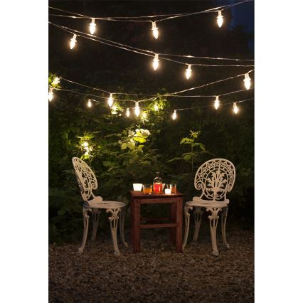 Rozširovacia LED vonkajšie vianočná reťaz CONE FILAMENT 20xE10 14m číra/teplá biela IP44, Vyrobené v EÚ
