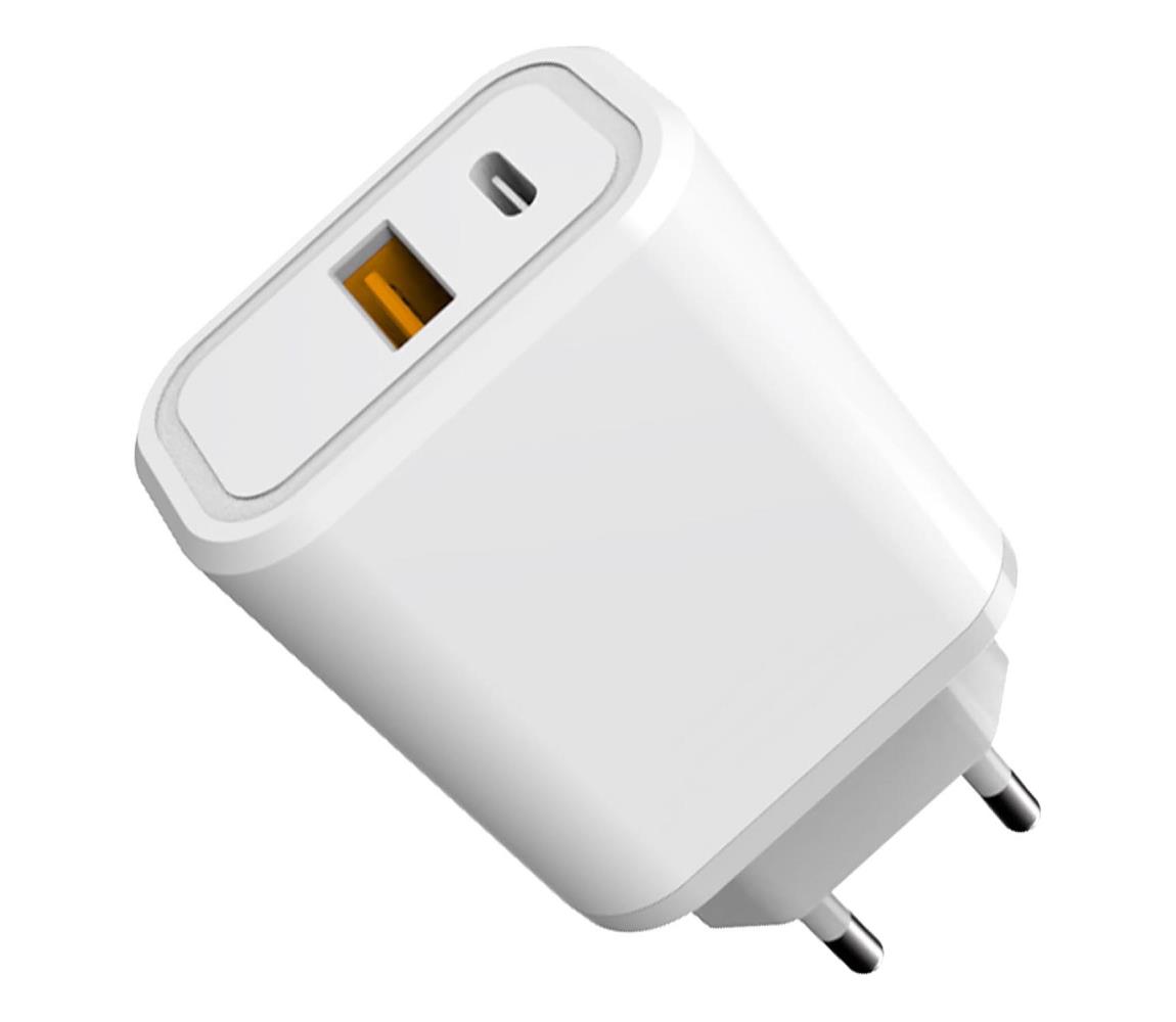  Rychlonabíjací adaptér Power Delivery 30W USB-C + USB-A biela 