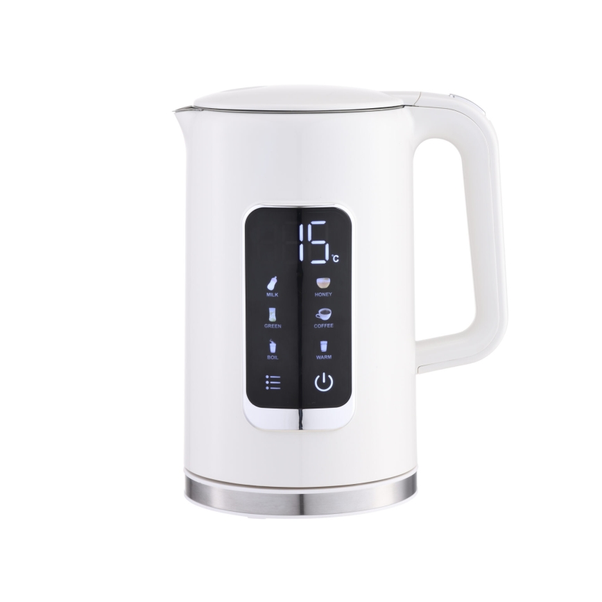 Rýchlovarná kanvica s LCD displejom 1,7 l 2200W/230V biela + cestovný hrnček 450 ml