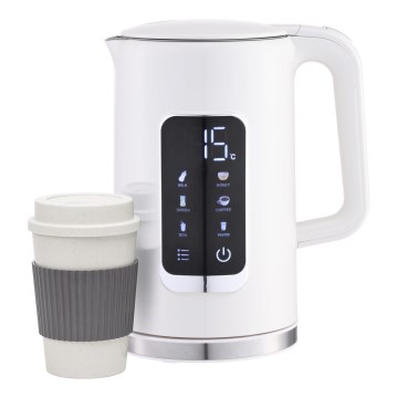 Rýchlovarná kanvica s LCD displejom 1,7 l 2200W/230V biela + cestovný hrnček 450 ml